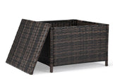 Outdoor PE Wicker Side Table with Storage, Patio Rattan End Table Square Container for Furniture 16033987