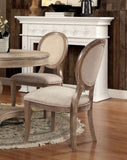 ZNTS Transitional Rustic Oak and Beige Side Chairs Set of 2 Chairs Dining Room Furniture Padded fabric B011109808