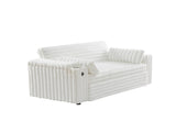 NEW White Loveseat Sleeper Sofa with Storage Armrest ,USB Port W588P445223