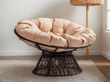 38" Ergonomic Swivel Wicker Papasan Chair with Thick Tufted Cushions, 360 Degree Rotatable Chairs 26512549