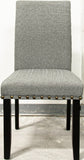 Grey Fabric Modern Set of 2 Dining Chairs Plush Cushion Side Chairs Nailheads Trim Wooden Chair B011119660