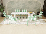 Summer- 4-Pack Modern Striped Color Block Chairs - Waterproof PP Seat & Sturdy Metal Legs, W3450P447386