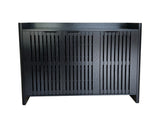 Black Entryway Shoe Storage Cabinet with Slatted Doors, Modern Wooden Hallway Console Table with Top W3417P524611