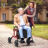 New 2-in-1 Foldable Rollator Walker with 9 Inch Pneumatic Tires 14330842