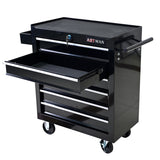 6 DRAWERS MULTIFUNCTIONAL TOOL CART WITH WHEELS-BLACK 69021719