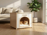 Modern Indoor Wooden Dog House with Removable Cushion Solid Cedar Pet House for Small Dogs & Cats, W3799P382209