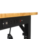 Metal Adjustable Worktable with Socket and Wooden Top W1102109607