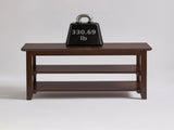 2-Tier Solid Wood Shoe Bench with Storage Shelves, Entryway Shoe Rack with Hallway Seating Bench, 35896682