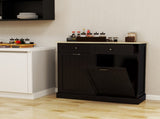 Two Drawers and Two-Compartment Tilt-Out Trash Cabinet Kitchen Trash Cabinet-Black W1120127329