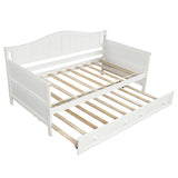 Twin Wooden Daybed with Trundle Bed, Sofa Bed for Bedroom Living Room,White WF192861AAK