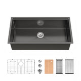 Kitchen Sink 36"x19" Multifunctional undermount Flying Rain Waterfall S304 Stainless Steel Handmade 72452196