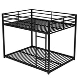Full over Full Metal Bunk Bed, Low Bunk Bed with Ladder, Black 71718681