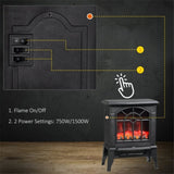 ZNTS 750W/1500W 18 inch Electric Fireplace Heater-black （Prohibited by WalMart） 74207341