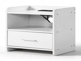 2PCS Nightstands Particleboard & Melamine-Faced Storage Cabinet with 2 USB Ports 35618343