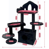 Black Gothic Cat Tree, Multi-Level Spooky Cat Tree with Scratching Posts, Perches, Hammock, and Cat W243P326635