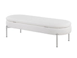 Contemporary Bench in Chrome Metal and White Faux Leather B202P223835