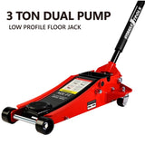 3t Low Profile Jack, Red and Black, Ultra Low Floor Jack with Dual Pistons Quick Lift Pump, Car Jack W1239115444
