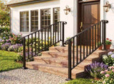 Matte black 4-step ABS plastic handrail for courtyard stairs 16762495
