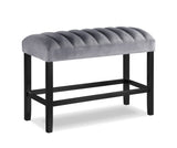 1pc Gray Black Counter Height Bench Dining Room Velvet Fabric Upholstery Kitchen Dining Wooden B011P261189
