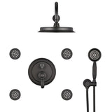 Single-Handle 4-Spray Patterns Bathroom Rain Shower Faucet with Body Jet Handshower in Matte Black W1219133592