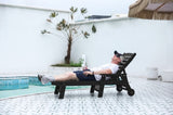 Lounge Chair Outdoor with Wood Texture,Oversized Chaise Chair with 5 Positions, HDPE, Patio W2103P254600
