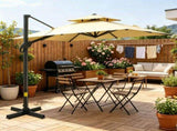 10ft Beige Hanging Cantilever Patio Umbrella Square Shape Aluminum Cross Base Tilt 360-Degree 82353918
