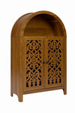 Hand-Carved Arched, Solid Wood Storage with Open Shelf & 2 Doors, Tall Narrow Accent W3123P485765