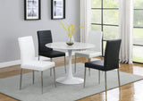Set of 4 Leatherette Upholstered Dining Chairs, White and Chrome B016P224473