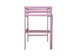 ZNTS Twin High Loft Bed, Rubber Wood Loft Bed with Safety Guardrail, built-in desk, ladder,Pink W504P206981