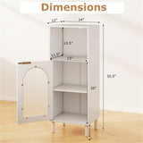 White Bathroom Floor Cabinet Wood Side Storage Organizer with Adjustable Shelf Bathroom Storage, 46360807