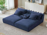 Compressible double chaise lounge with cupholders - No Assembly Required, Fluffy Modern Sleeper W2339P346396