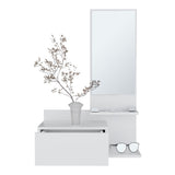 Vienna 23.6" Wide 3-Tier Shelf Floating Mirror Console Table, Full Extension Drawer White B070P242498