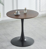 31.5"BLACK AND WALNUT Tulip Table Mid-century Dining Table for 2-4 people With Round Mdf Table Top, W234P143406