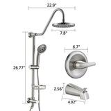 Shower Head with Handheld Shower System with 8" Rain Shower Head with Tub Spout W121949100