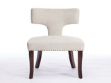 Mid Century Modern Dining Chairs Set of 2, Farmhouse Linen Fabric Upholstered Accent Chair Curved W1143P186366