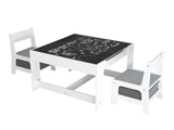 Kids Table and Chair Set, 3 in 1 Wooden Activity Table with Storage Drawer for Toddlers Drawing, 99413075