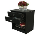 40 x 30 x 60cm Round Handle Night Stand with Two Drawer Black 60016126