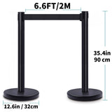 6 Pcs Crowd Control Stanchion Set ,with Retractable Belts, Black Stanchions Queue with Sand 23595160