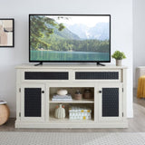 Embossed Pattern TV Stand, TV and Media Console with Open and Closed Storage Space and sliding door W1758P231682