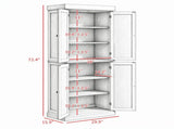 White 72" Freestanding Pantry Cabinet, Kitchen Food Storage with Double Doors & Adjustable Shelves 72380807