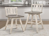 Pub Height Chairs Set of 2, Distressed Gray and White 360-degree Swivel Chair Solid Rubberwood B011P194918
