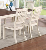 ZNTS White Classic 2pcs Dining Chairs Set Rubberwood Beige Fabric Cushion Seats Slats Backs Dining Room B011120833