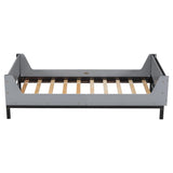 ZNTS Twin Bed with Headboard, Footboard, Safeguards, Built-in Bed-end Book Storage Rack ,Grey W504P145247