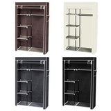 ZNTS 64" Portable Closet Storage Organizer Wardrobe Clothes Rack with Shelves Dark Brown 40344709