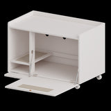 White Cat Litter Box Enclosure,Hidden Litter Box Furniture with top side fence,Wooden Pet House Side W3166P266380