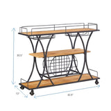 ZNTS Painted Bar Cart, With Wine Rack And Glass Holder, For Kitchen, Serving, Hotel, Brown 28174656