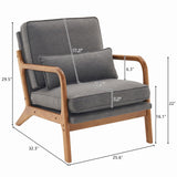 Oak Armrest Oak Upholstered Single Lounge Chair Indoor Lounge Chair Dark Grey 81136898