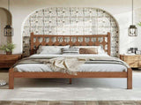 Queen Size Bamboo Platform Bed with Diamond-shaped headboard, Solid Bamboo-made Bed Frame with W5316P484040