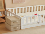 White Painted Pine Wood Fence Bed with Door and Deck Twin Children's Wooden Bed 16132731