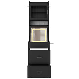 Small Vanity Desk with Mirror and LED Lights, Makeup Table with Charging Station and Storage Shelves 85611937